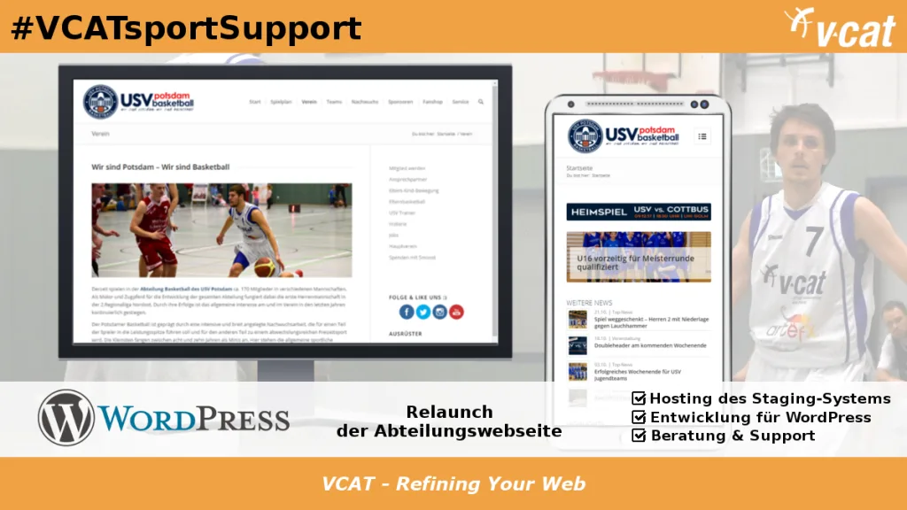 USV-Basketballer mit neuer WordPress-Homepage
